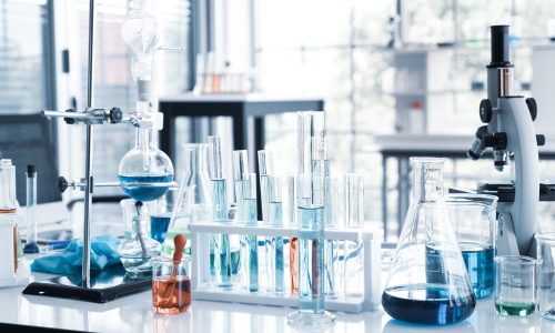 Science Instruments in laboratory room. Science Research Concept.